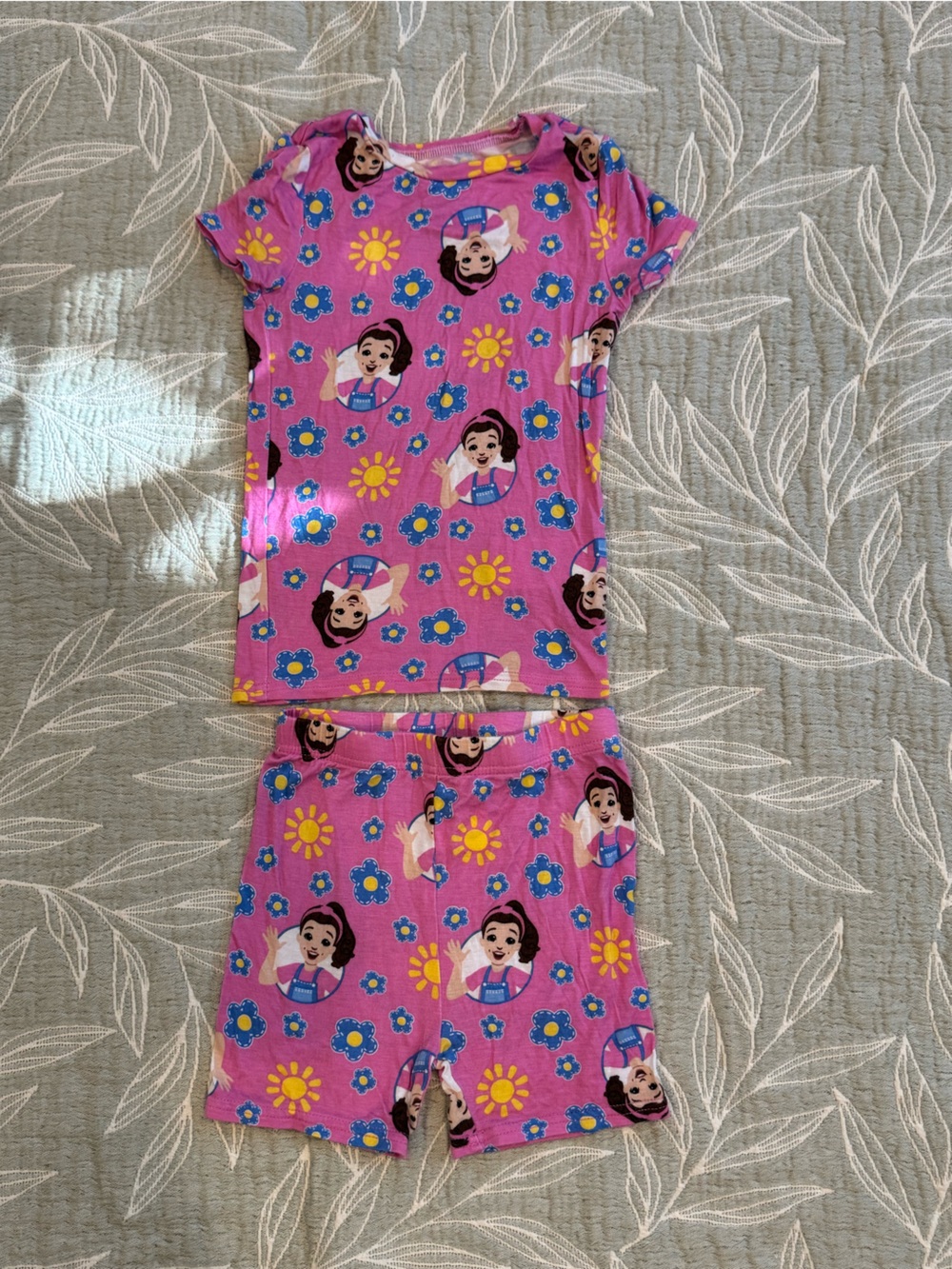 Girls' Pink Floral Character Short Pajama Set - Cozy Two-Piece